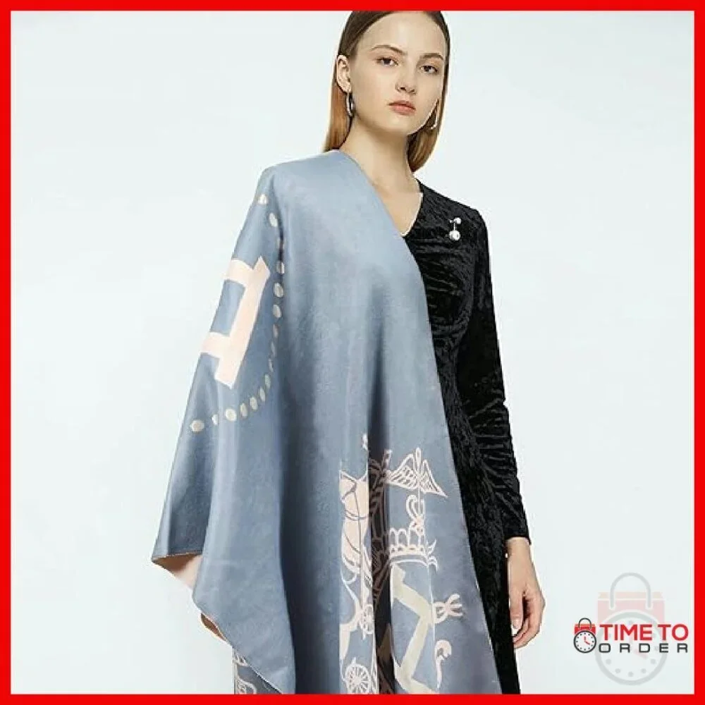 Large Silky Cashmere Pashmina Shawl Wrap Reversible Poncho Cape Blanket